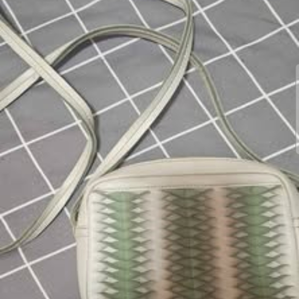 Steve Madden Cream and Green Crossbody Bag with Chevron Pattern